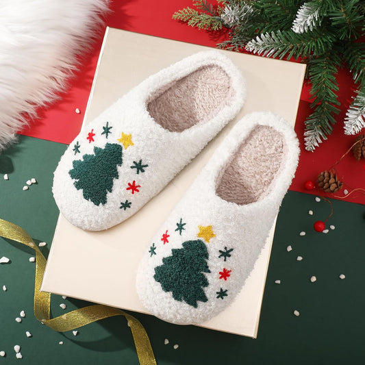 Christmas Reindeer Slippers – Warm Plush House Shoes for Women, Men & Girls, Fuzzy Holiday Home Gift