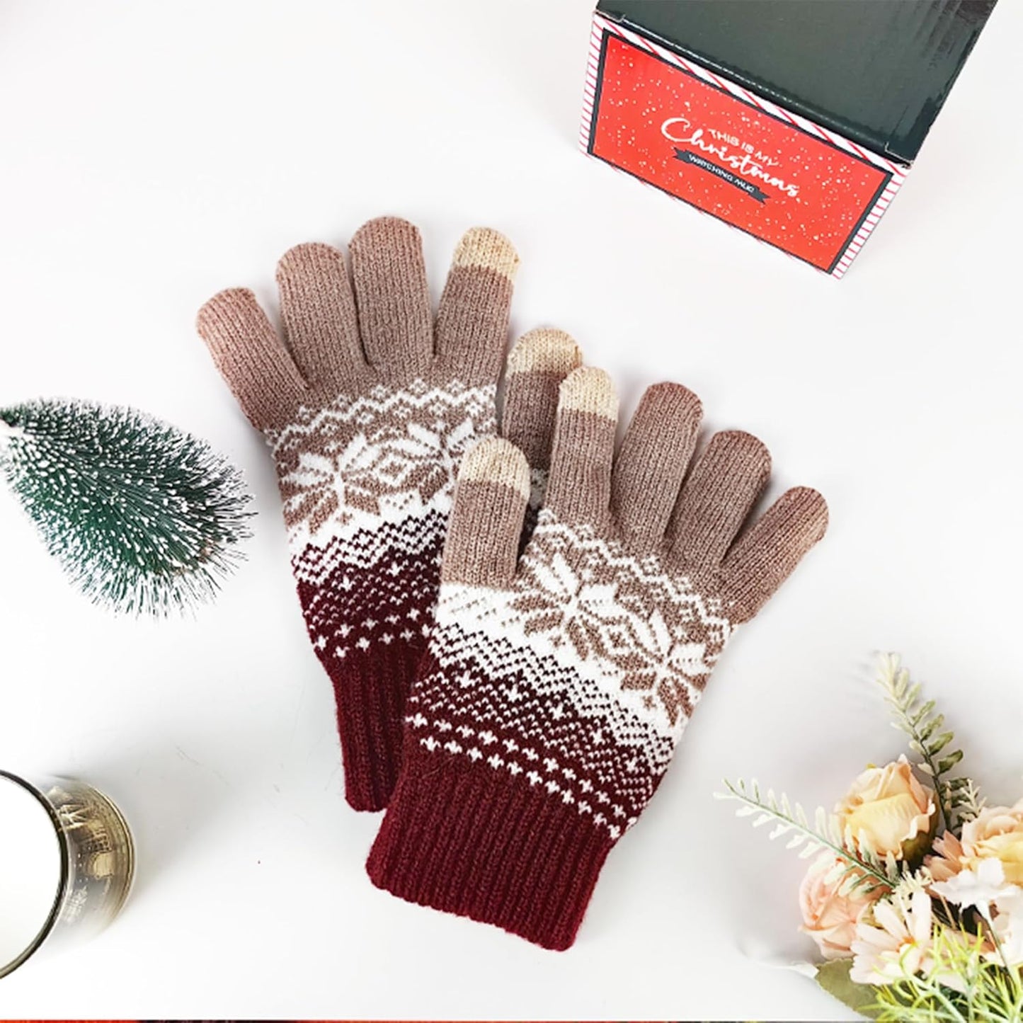 Christmas Gift Basket for Women – Cozy Winter Mug Gift Set with Candle, Socks, Gloves & More