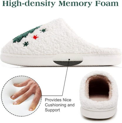 Christmas Reindeer Slippers – Warm Plush House Shoes for Women, Men & Girls, Fuzzy Holiday Home Gift