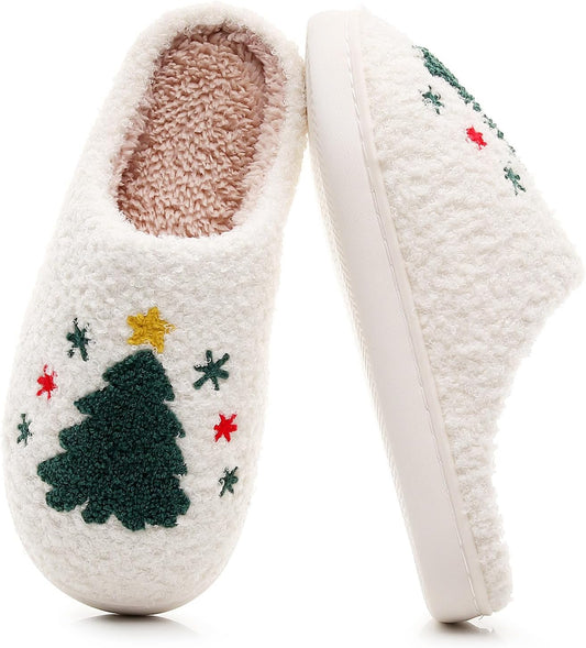 Christmas Reindeer Slippers – Warm Plush House Shoes for Women, Men & Girls, Fuzzy Holiday Home Gift