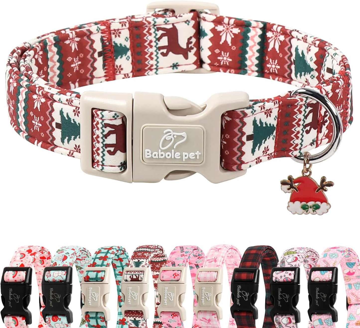 Christmas Dog Collar – Soft Red Santa Puppy Collar, Adjustable & Comfy for Small Dogs