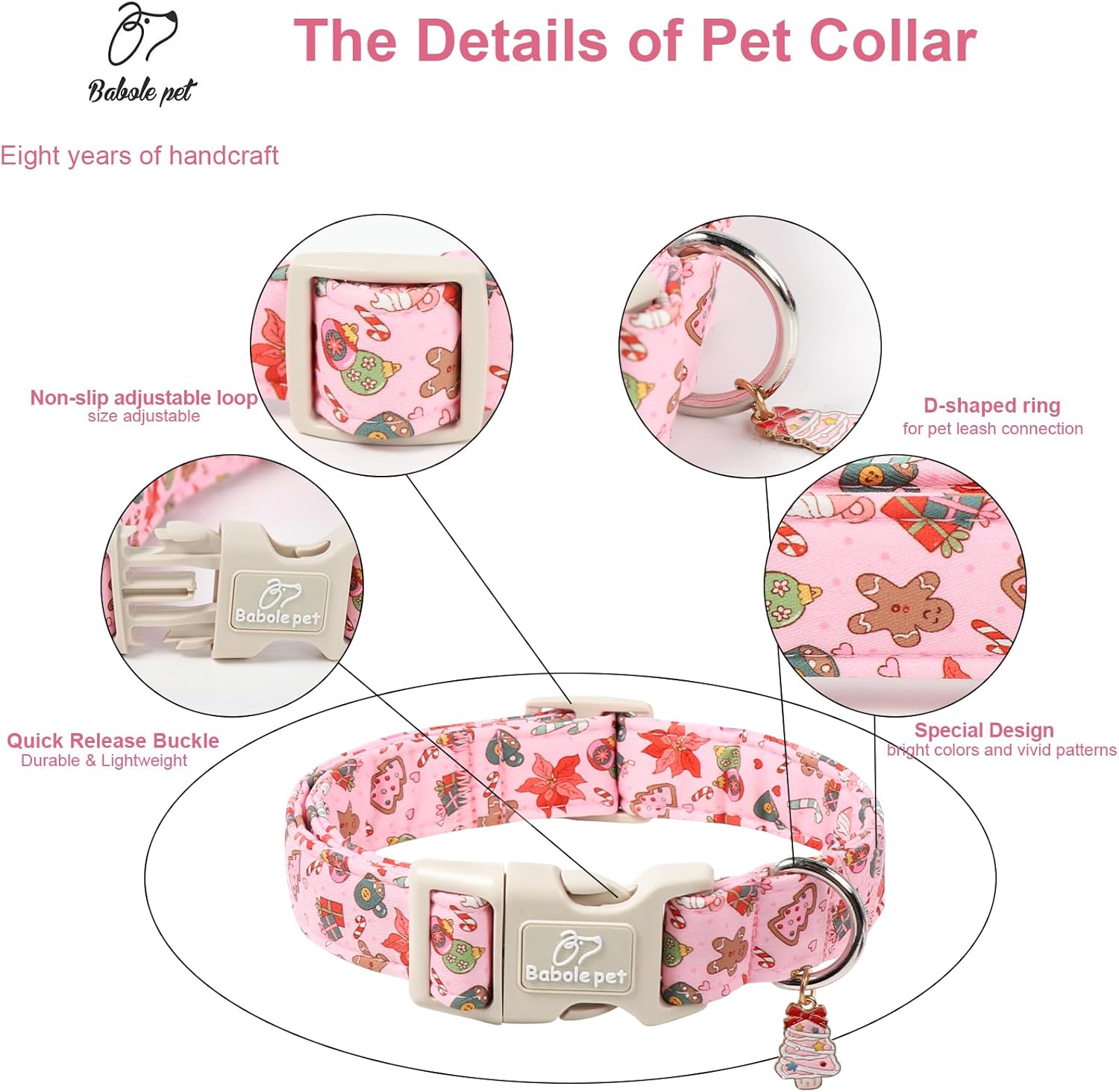 Christmas Dog Collar – Soft Red Santa Puppy Collar, Adjustable & Comfy for Small Dogs