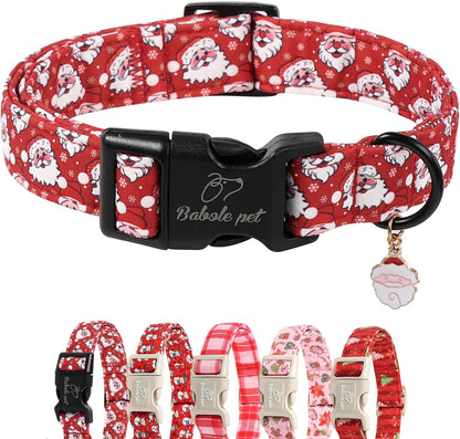 Christmas Dog Collar – Soft Red Santa Puppy Collar, Adjustable & Comfy for Small Dogs