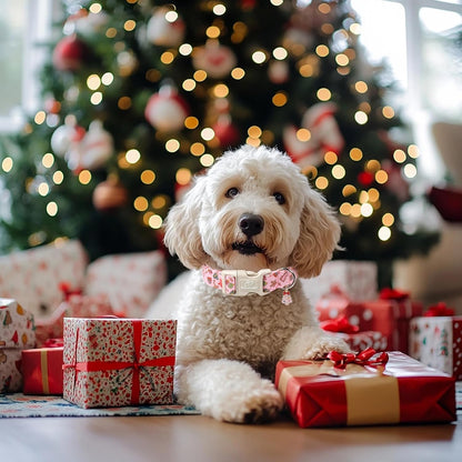 Christmas Dog Collar – Soft Red Santa Puppy Collar, Adjustable & Comfy for Small Dogs