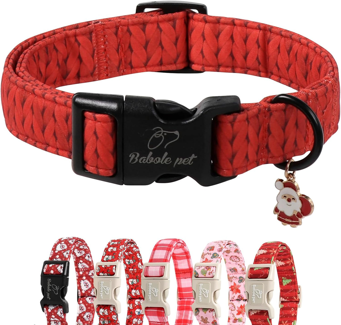 Christmas Dog Collar – Soft Red Santa Puppy Collar, Adjustable & Comfy for Small Dogs