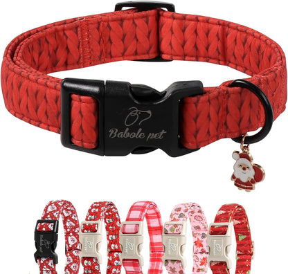 Christmas Dog Collar – Soft Red Santa Puppy Collar, Adjustable & Comfy for Small Dogs