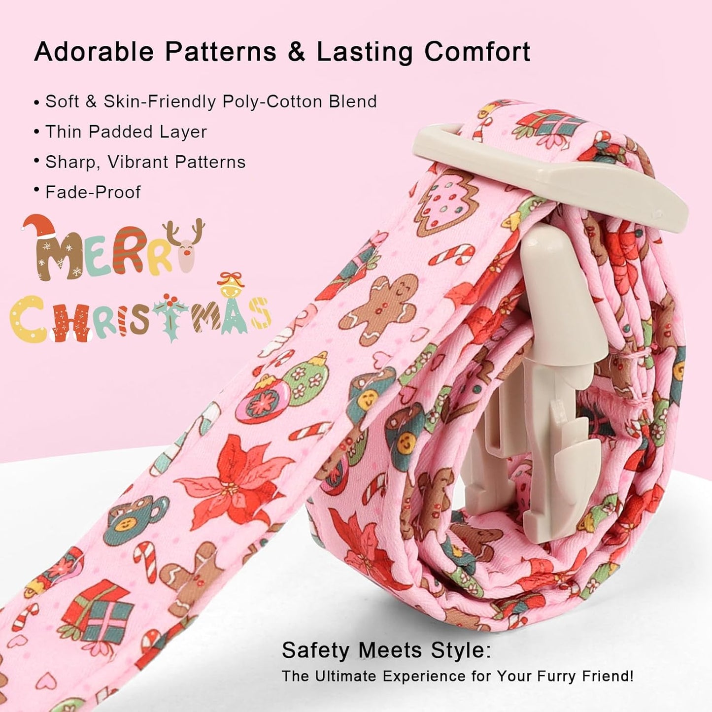 Christmas Dog Collar – Soft Red Santa Puppy Collar, Adjustable & Comfy for Small Dogs