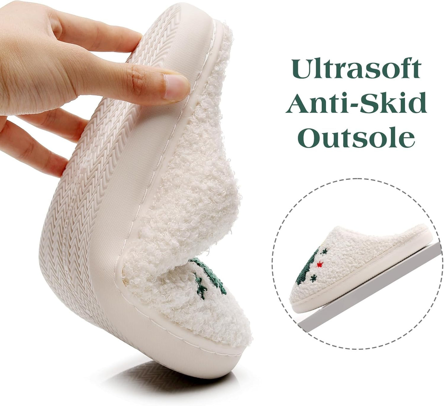 Christmas Reindeer Slippers – Warm Plush House Shoes for Women, Men & Girls, Fuzzy Holiday Home Gift