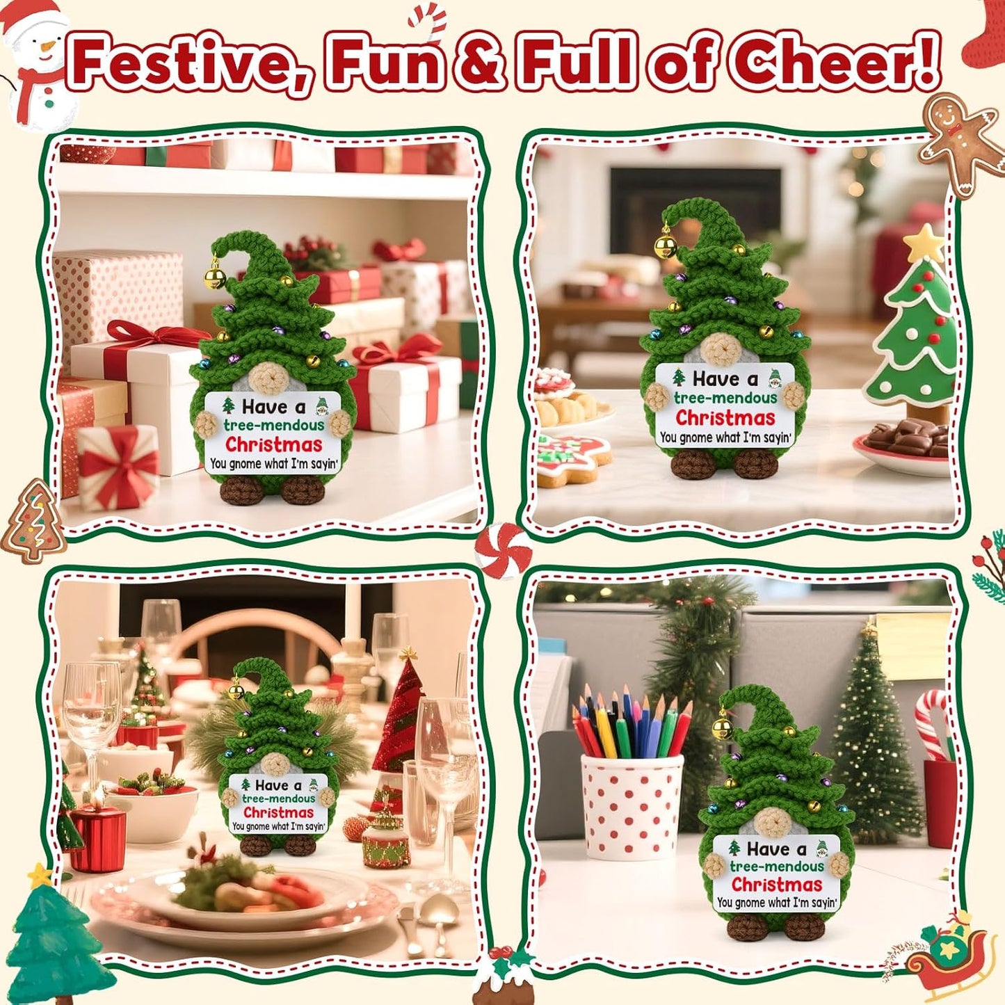 Funny Gnome Christmas Tree Doll – Cute Stocking Stuffer, White Elephant Gift & Office Decor