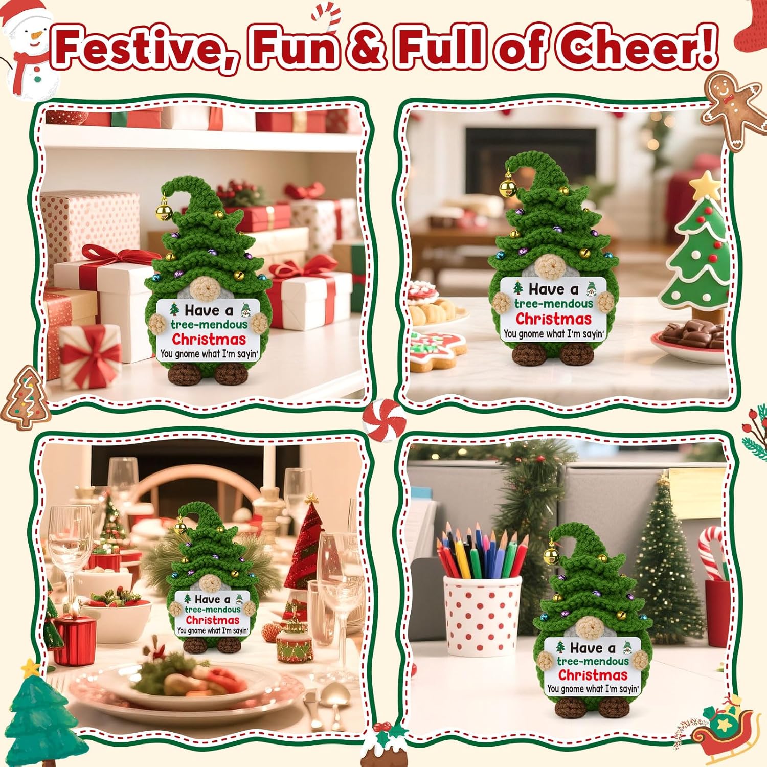 Funny Gnome Christmas Tree Doll – Cute Stocking Stuffer, White Elephant Gift & Office Decor