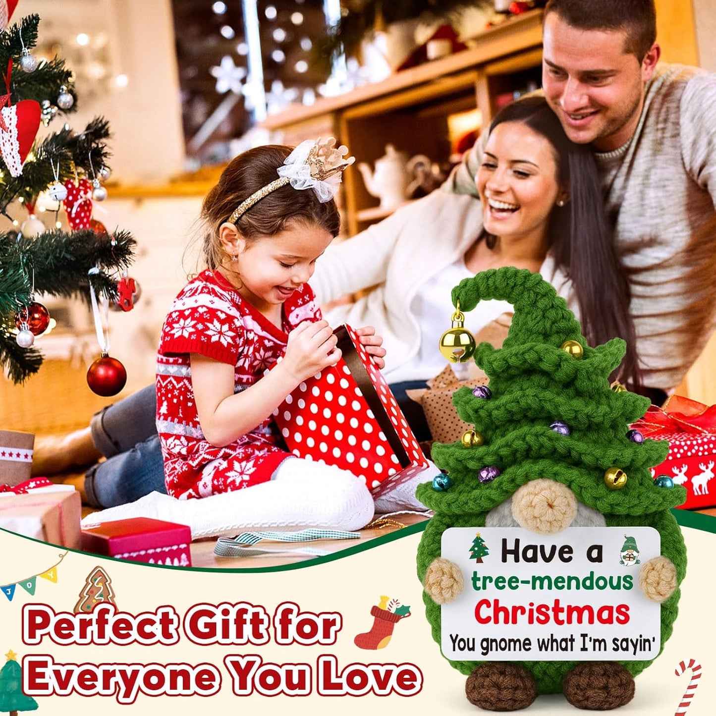 Funny Gnome Christmas Tree Doll – Cute Stocking Stuffer, White Elephant Gift & Office Decor