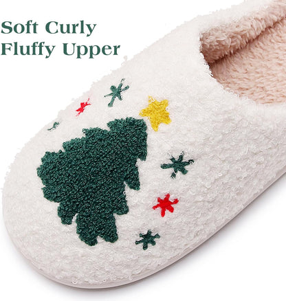 Christmas Reindeer Slippers – Warm Plush House Shoes for Women, Men & Girls, Fuzzy Holiday Home Gift